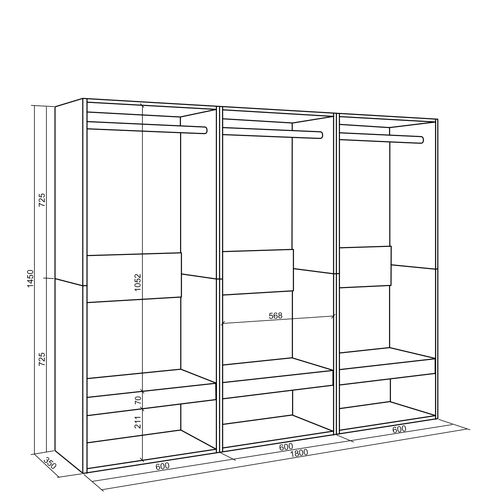 Armoire,180x35x145cm, Vestiaire Ouvert, Gris Ciment