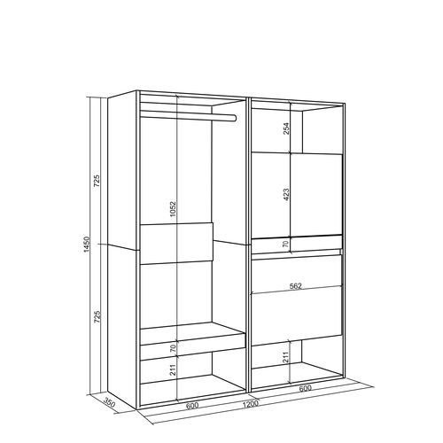 Armoire,120x35x145cm, Vestiaire Ouvert, Chêne