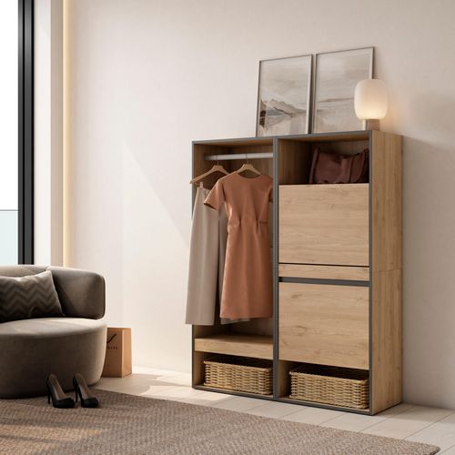 Armoire,120x35x145cm, Vestiaire Ouvert, Chêne