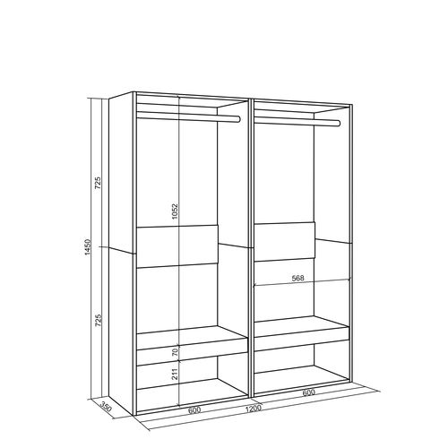 Armoire,120x35x145cm, Vestiaire Ouvert, Chêne