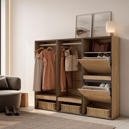 Armoire Vestiaire Ouvert, 180x35x145 Cm.