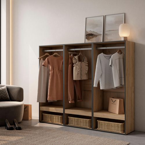 Armoire,180x35x145cm, Vestiaire Ouvert, Chêne