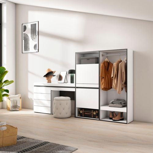 Meuble à Chaussures, 247x35x145cm., Blanc