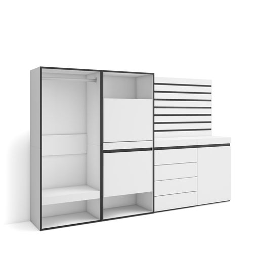 Meuble à Chaussures, 227x35x145cm, Blanc