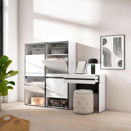 Meuble à Chaussures, 190x35x145cm, Blanc