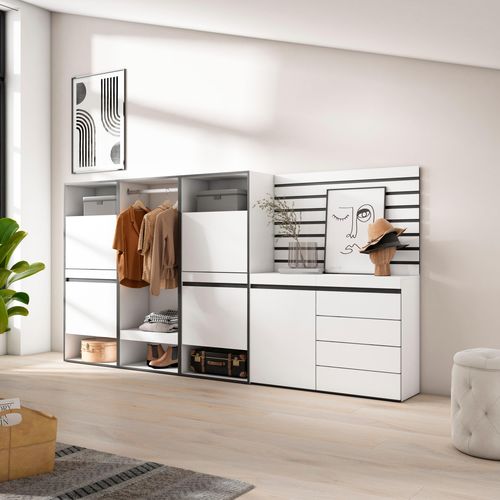 Meuble à Chaussures, 287x35x145cm, Blanc