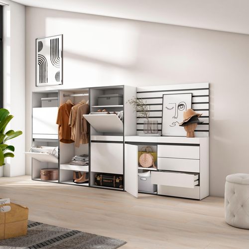 Meuble à Chaussures, 287x35x145cm, Blanc