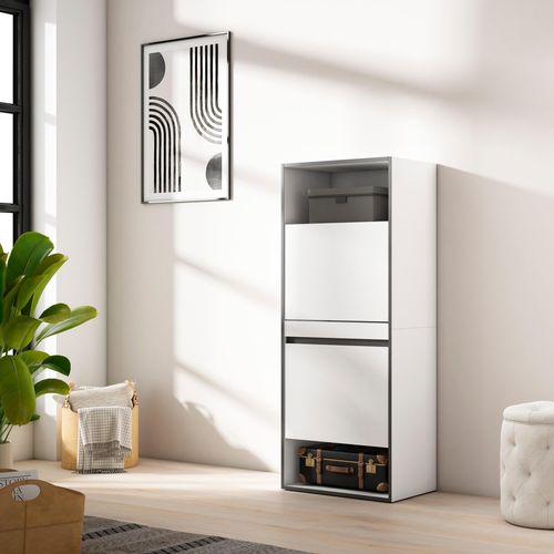 Meuble à Chaussures, 60x35x145cm., Blanc