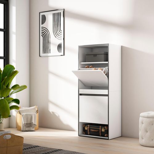 Meuble à Chaussures, 60x35x145cm., Blanc