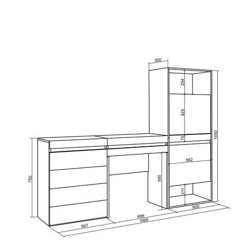 Meuble à Chaussures, 187x35x145cm, Blanc
