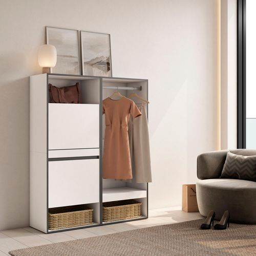 Meuble à Chaussures, 120x35x145cm., Blanc