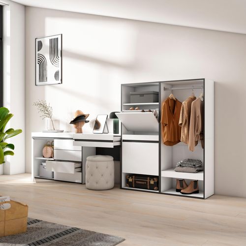 Meuble à Chaussures, 297x35x145cm, Blanc