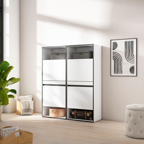 Meuble à Chaussures, 120x35x145cm., Blanc