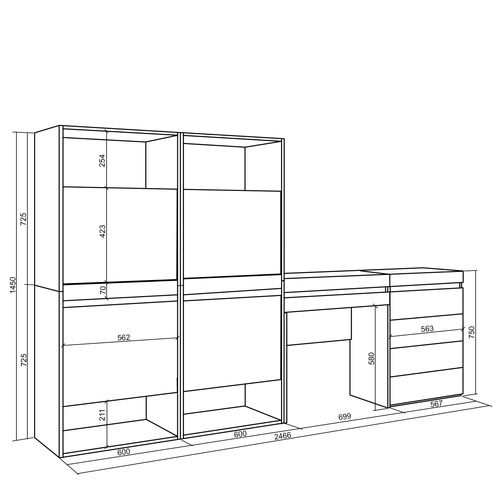 Meuble à Chaussures, 247x35x145cm, Blanc