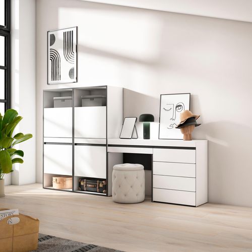 Meuble à Chaussures, 247x35x145cm, Blanc