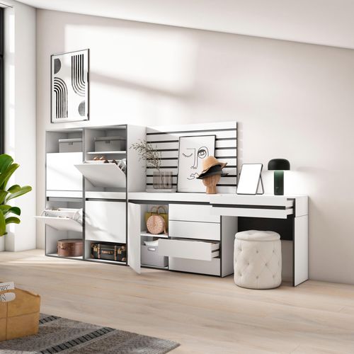 Meuble à Chaussures, 297x35x145cm, Blanc