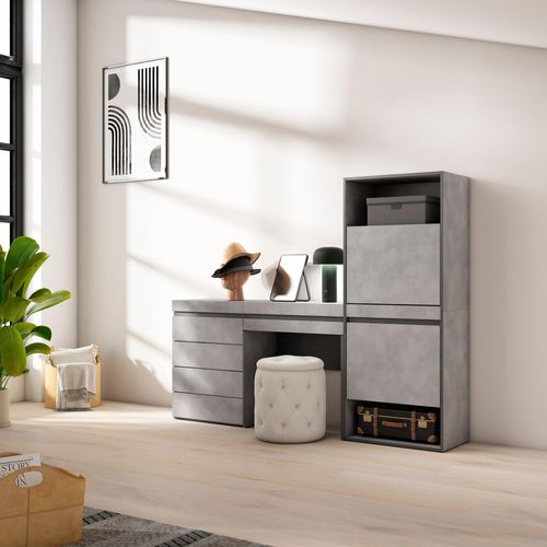 Meuble à Chaussures, 187x35x145cm, Gris Ciment