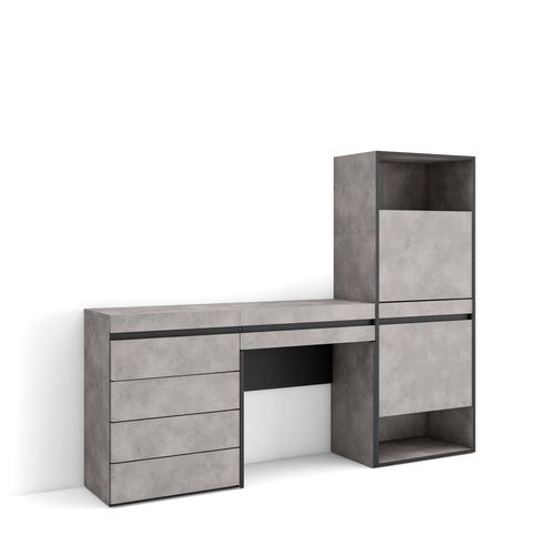 Meuble à Chaussures, 187x35x145cm, Gris Ciment