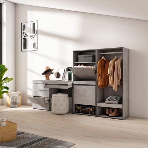 Meuble à Chaussures, 247x35x145cm, Gris Ciment