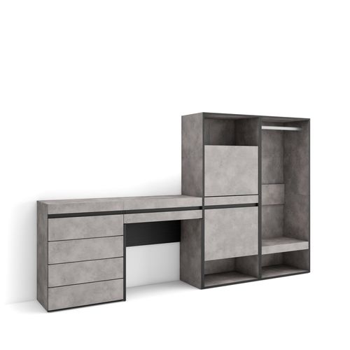 Meuble à Chaussures, 247x35x145cm, Gris Ciment