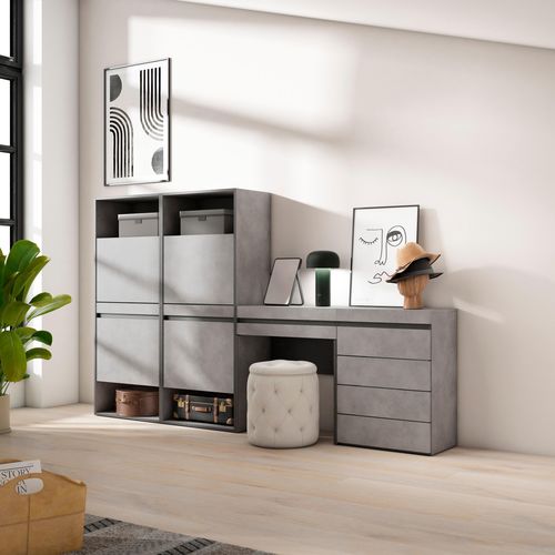 Meuble à Chaussures, 247x35x145cm, Gris Ciment