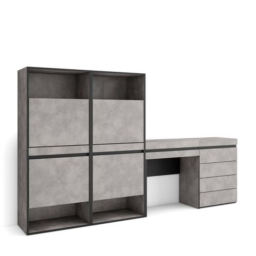 Meuble à Chaussures, 247x35x145cm, Gris Ciment