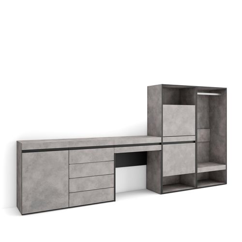 Meuble à Chaussures, 297x35x145cm, Gris Ciment