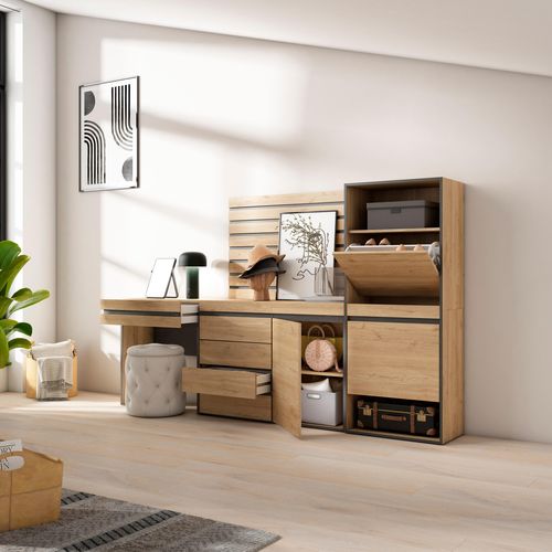 Meuble à Chaussures, 237x35x145cm., Chêne