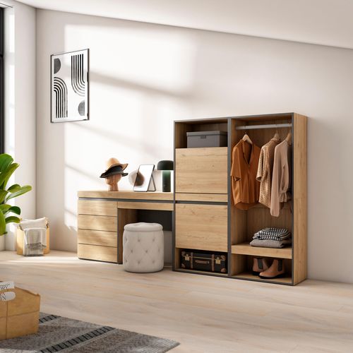 Meuble à Chaussures, 247x35x145cm., Chêne