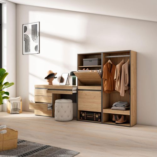 Meuble à Chaussures, 247x35x145cm., Chêne