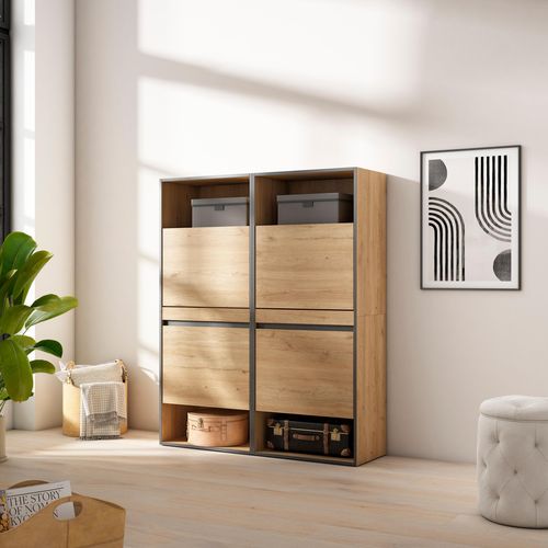 Meuble à Chaussures, 120x35x145cm., Chêne