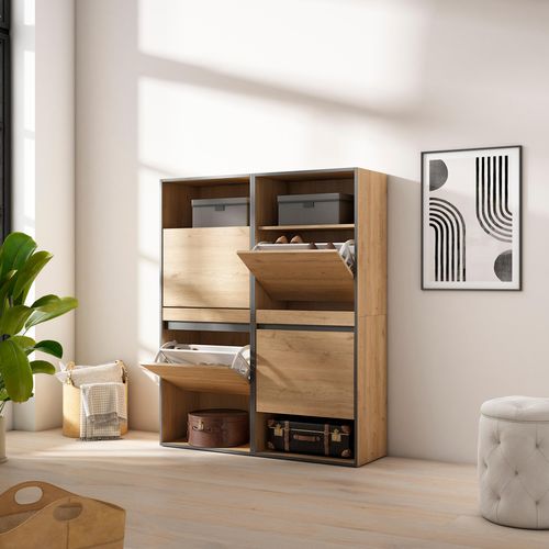 Meuble à Chaussures, 120x35x145cm., Chêne