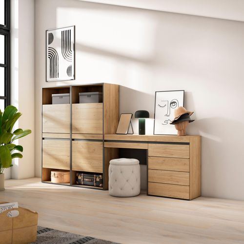 Meuble à Chaussures, 247x35x145cm., Chêne