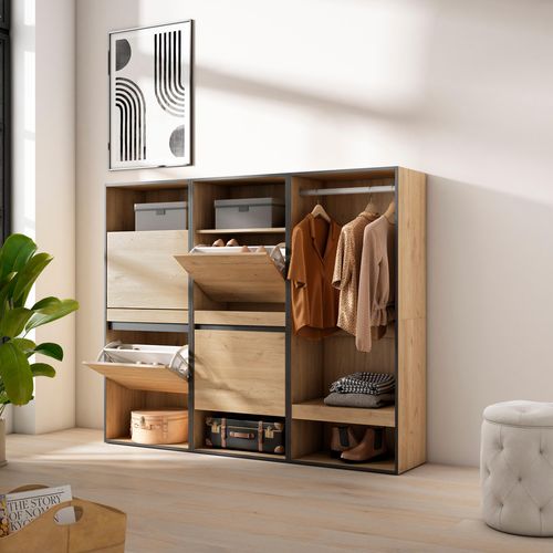 Meuble à Chaussures, 180x35x145cm, Chêne