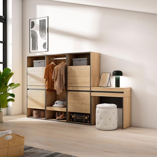 Meuble à Chaussures, 250x35x145cm, Chêne