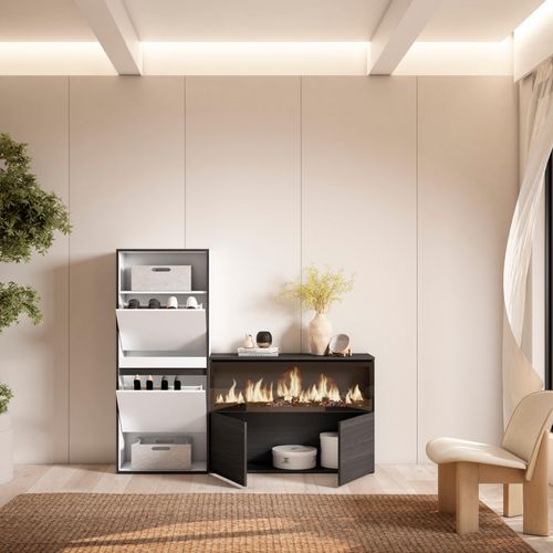 Meuble à Chaussures, 167x35x145cm., Blanc