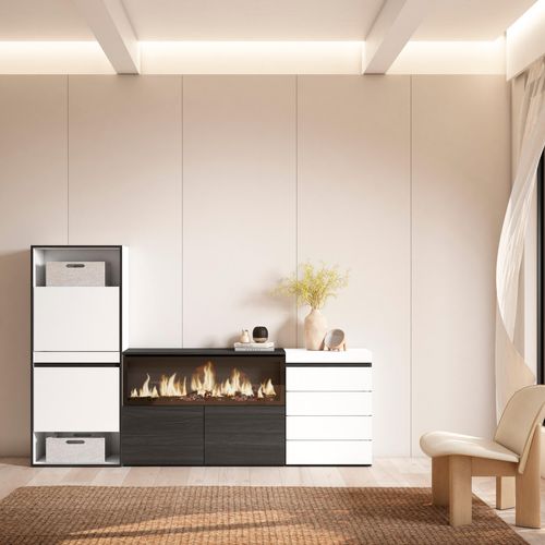 Meuble à Chaussures, 224x35x145cm., Blanc