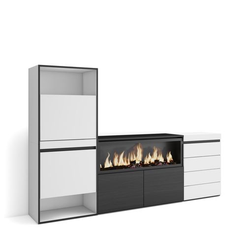 Meuble à Chaussures, 224x35x145cm., Blanc