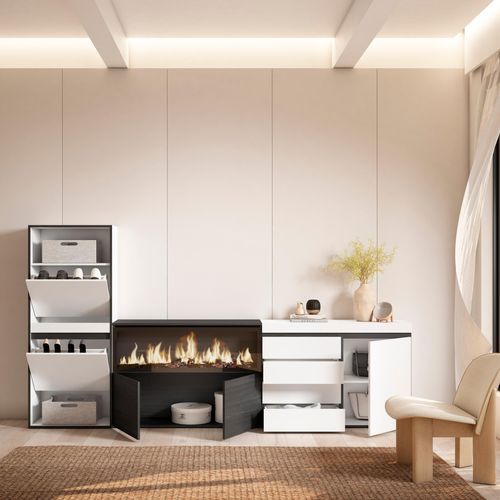 Meuble à Chaussures, 274x35x145cm, Blanc