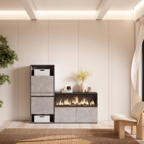 Meuble à Chaussures, 167x35x145cm, Gris Ciment