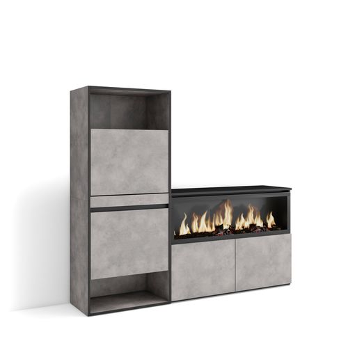 Meuble à Chaussures, 167x35x145cm, Gris Ciment