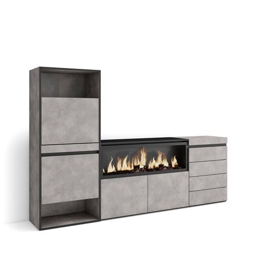 Meuble à Chaussures, 224x35x145cm, Gris Ciment