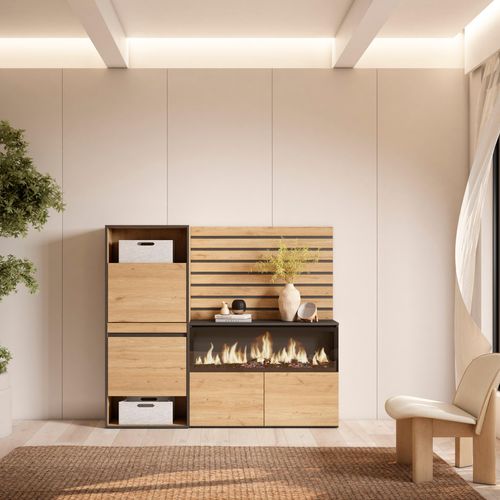 Meuble à Chaussures, 167x35x145cm., Chêne