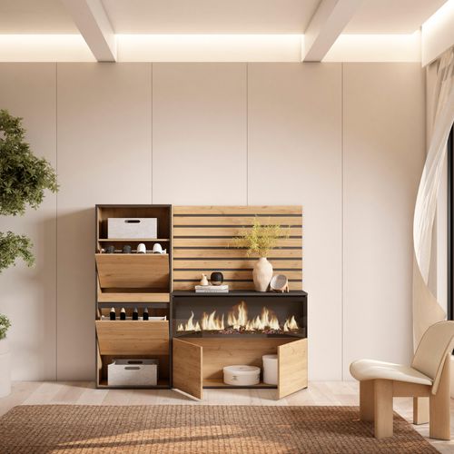 Meuble à Chaussures, 167x35x145cm., Chêne