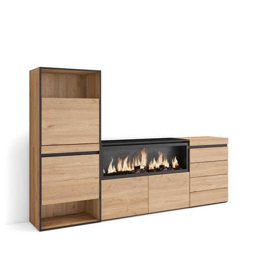 Meuble à Chaussures, 224x35x145cm., Chêne