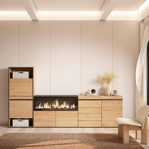 Meuble à Chaussures, 274x35x145cm., Chêne