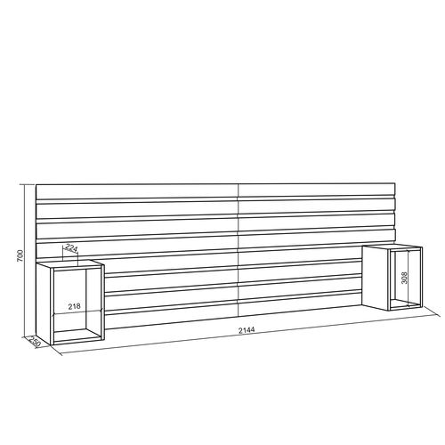 Tête De Lit, 214x70x3cm, Lit 120,135,140,150,160cm, Gris Ciment