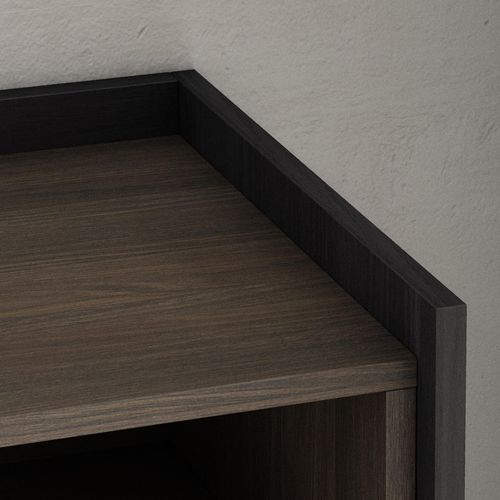 Meuble TV - 207x37x50cm, Cheminée Électrique, Chêne Foncé Et Noir