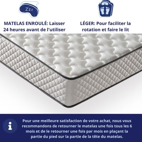 Matelas Mousse 140x200 cm EUROPE - Ferme - Réversible - Côté Été/hiver - H20 Cm