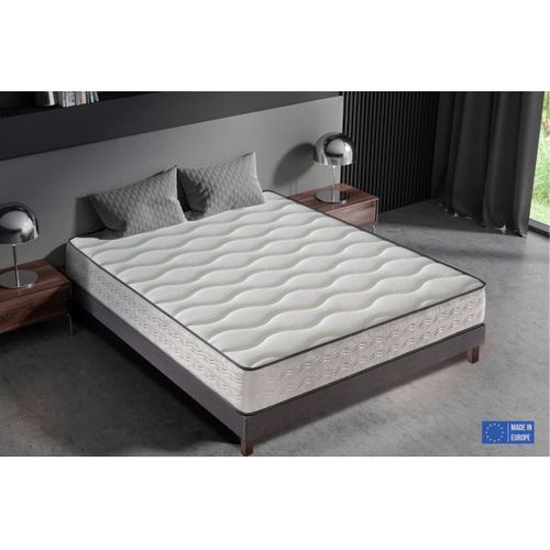 Matelas Mousse 160x200 cm ZAFIRE + 2 Oreillers 60x60 - Côté Été/hiver - H25 Cm